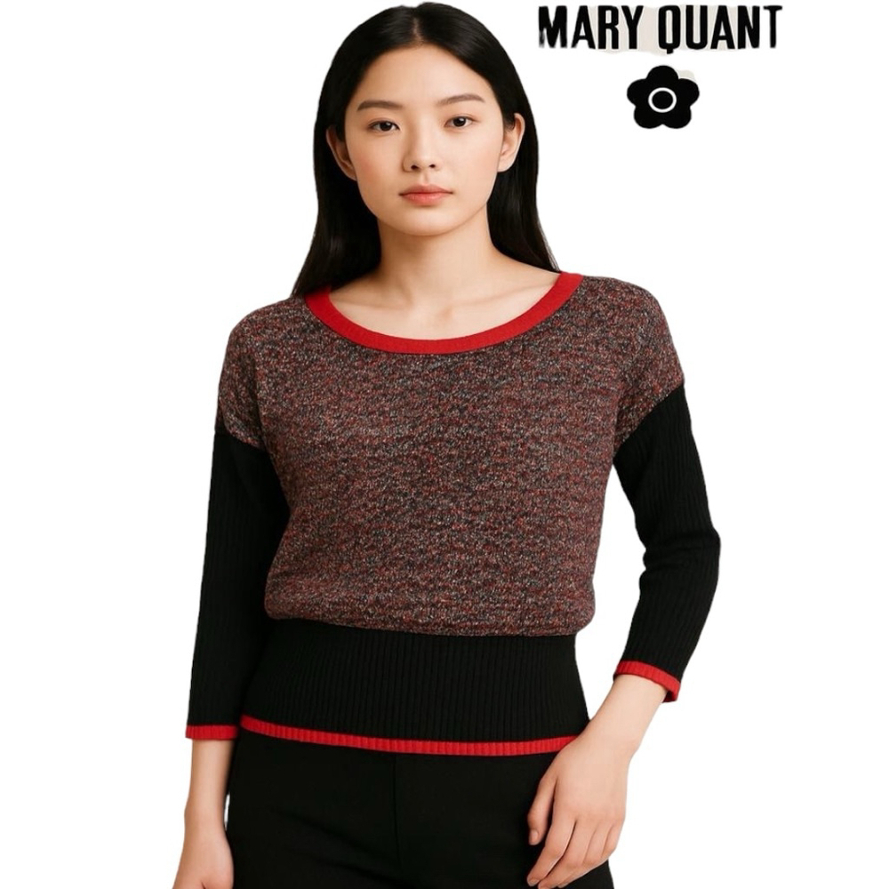 Women's Mary Quant Designer Sweater L Black Red